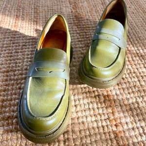 *FRANCO SARTO* Reza Olive Green Leather Penny Loafers NWOT